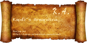 Kapás Armandina névjegykártya